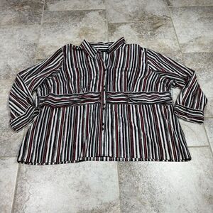 MAGGIE BARNES Blouse Womens 4X Polyester 3/4 Sleeve Pleat Shimmer Striped